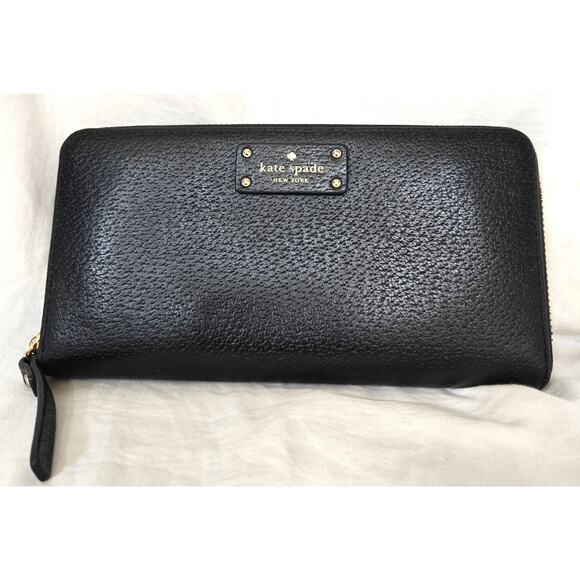 Kate Spade Grove Street Neda Wallet Black Leather Zip Style WLRU2820 - Picture 1 of 11